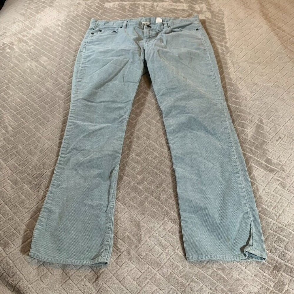 J Crew Womens 32 Corduroy Jeans Light Blue City Fit Boot Cut Mid Rise Stretch